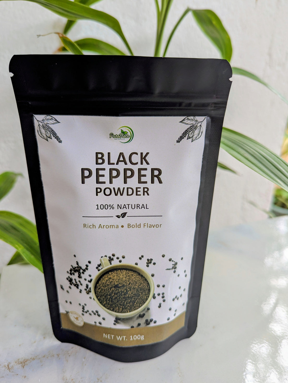 Black Pepper Powder (Whole) - Natural & Aromatic Spice | Purevista Naturals