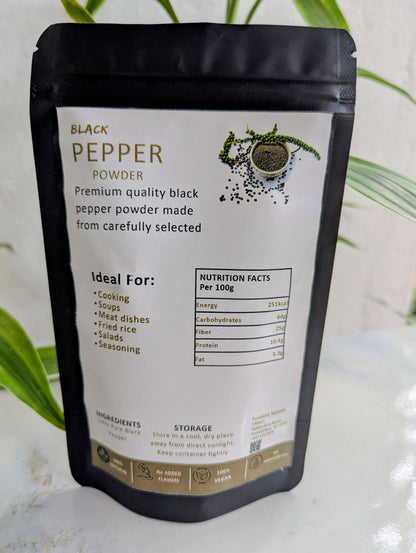 Black Pepper Powder (Whole) - Natural & Aromatic Spice | Purevista Naturals
